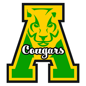 mascot in letter school logo